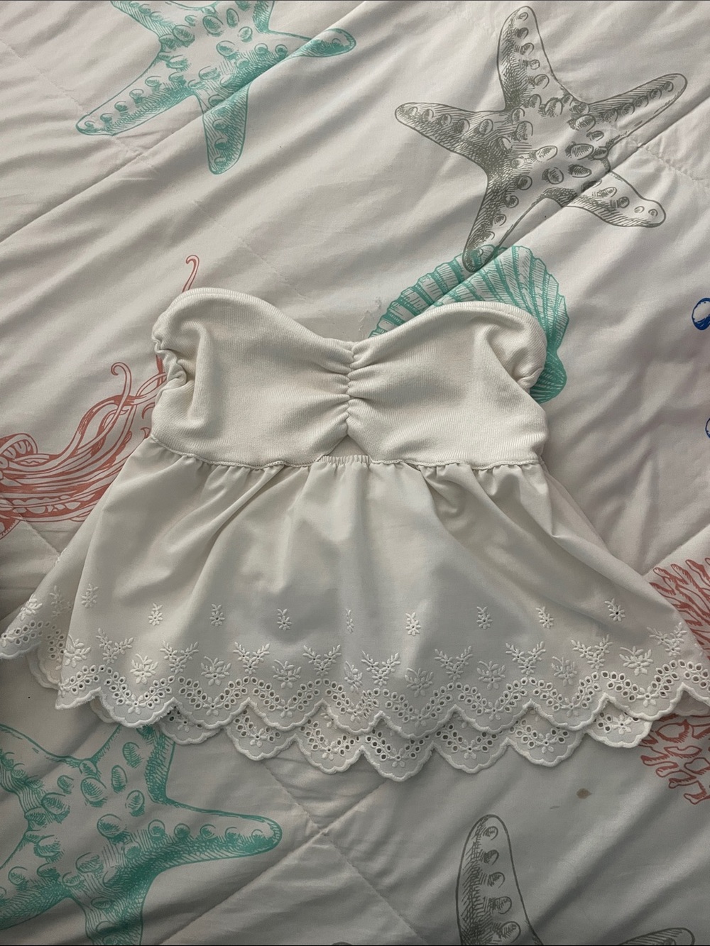 Target White Strapless Eyelet Crop Top